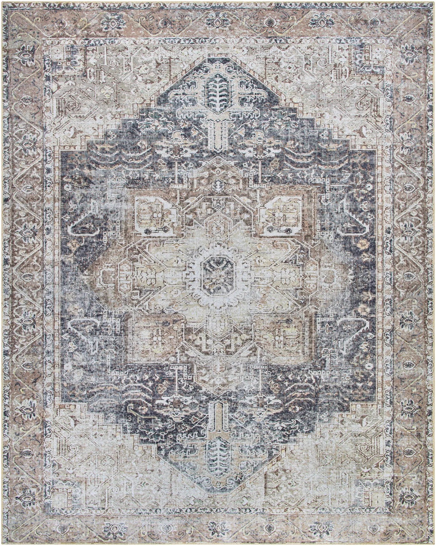 Beige Rosman Washable Area Rug - Clearance by Boutique Rugs