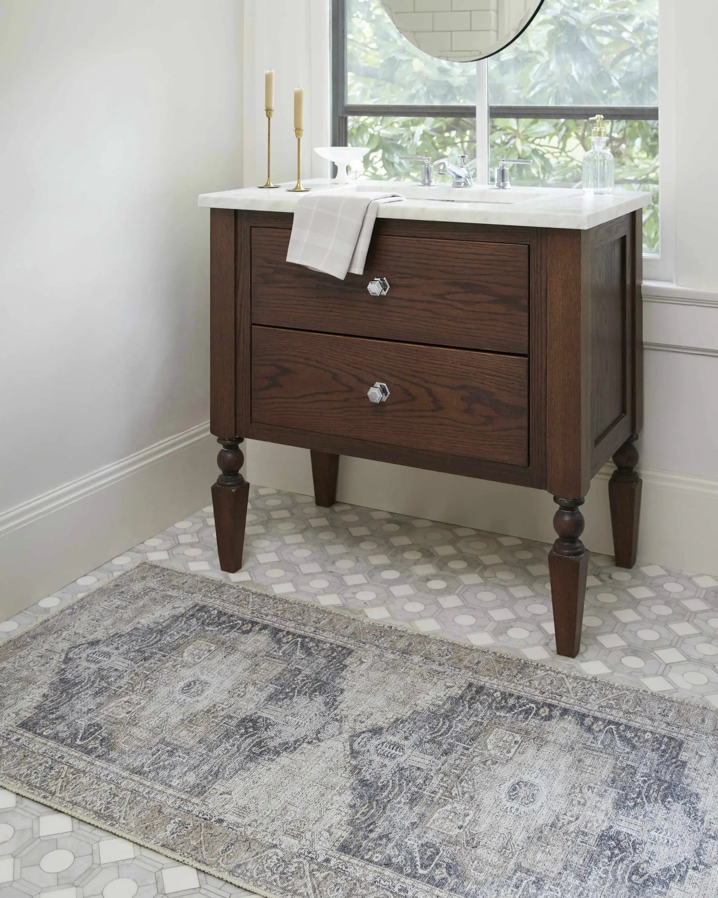 Beige Rosman Washable Area Rug - Clearance by Boutique Rugs