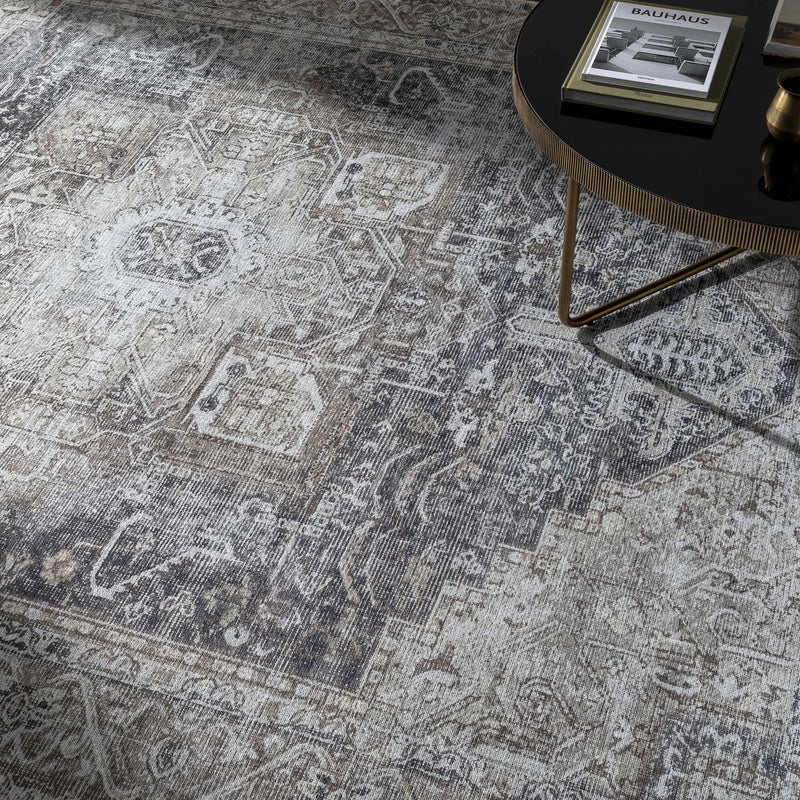 Beige Rosman Washable Area Rug - Clearance by Boutique Rugs