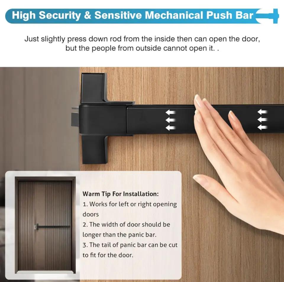IRONWALLS Door Push Bar Panic Exit Device Aluminum with Handle Lever, Black 32" Commercial Push Panic Bars for Emergency Exit Doors, Heavy Duty Panic by Selzalot