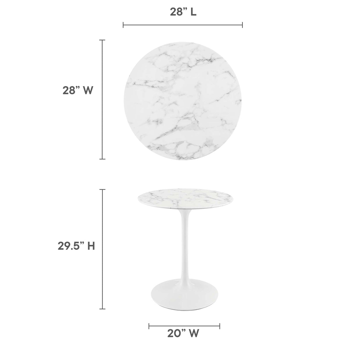 Lippa Round Faux Marble Dining Table by Modway, photo 3 of 62