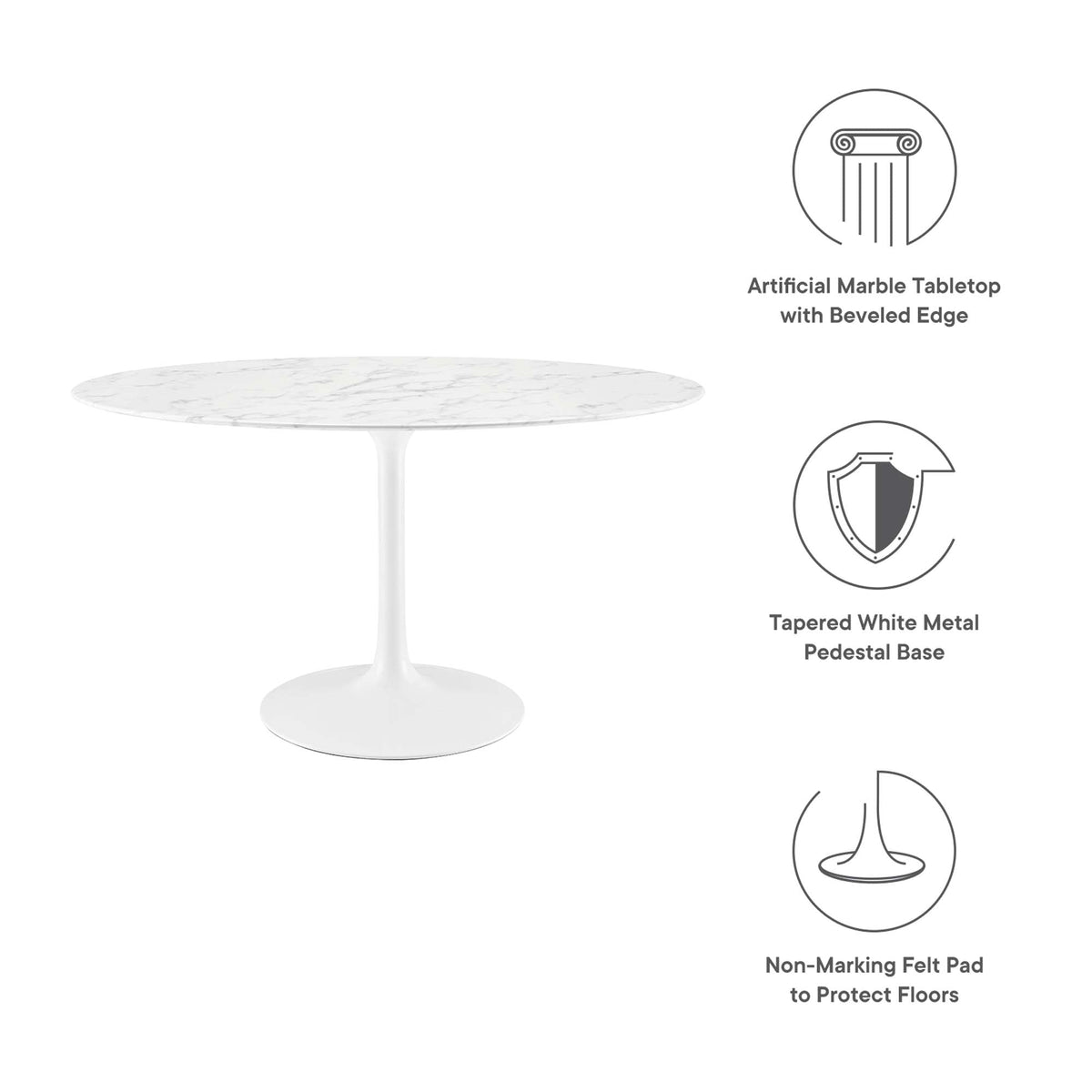 Lippa 54" Oval Faux Marble Dining Table by Modway - EEI-1134, photo 2 of 7