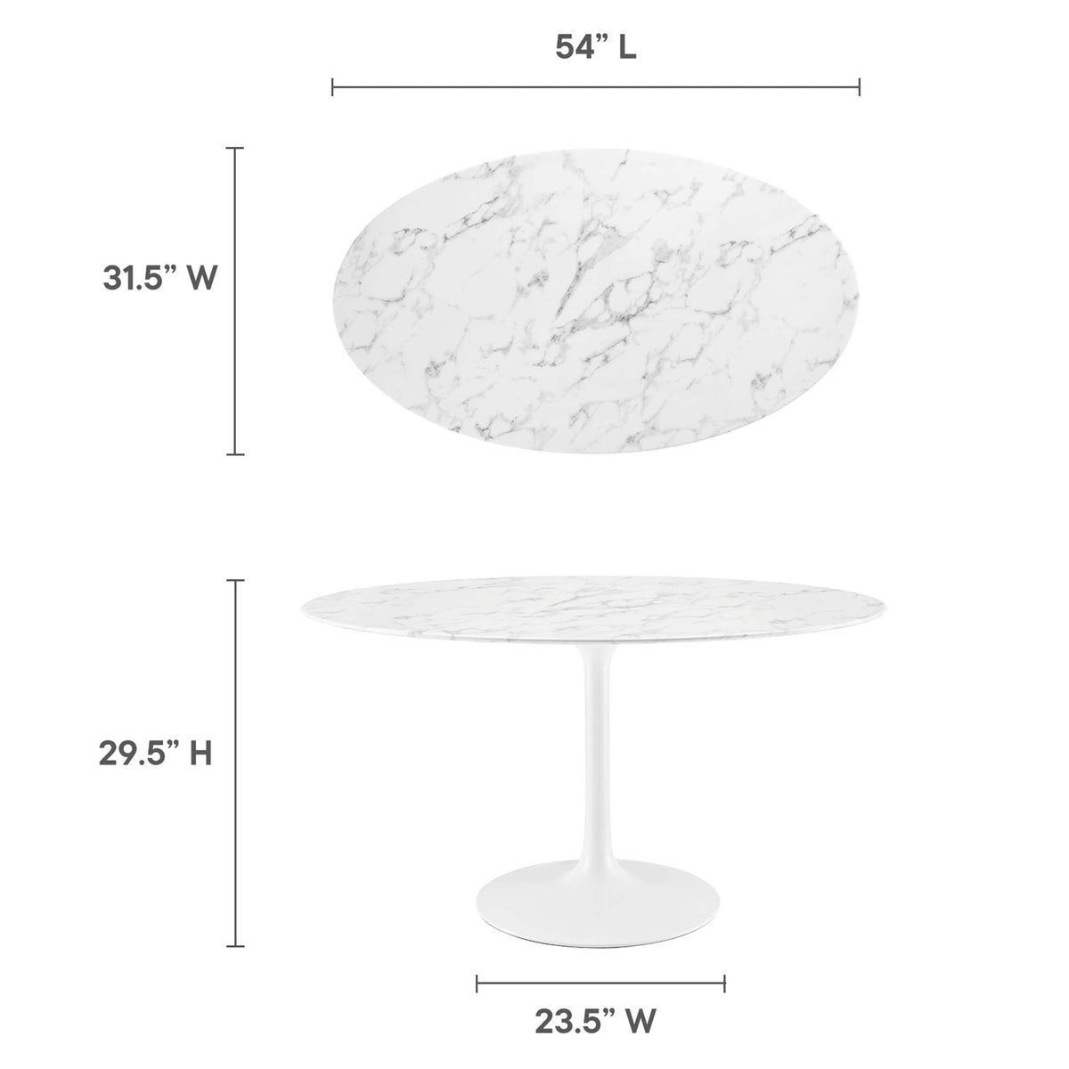 Lippa 54" Oval Faux Marble Dining Table by Modway - EEI-1134, photo 3 of 7