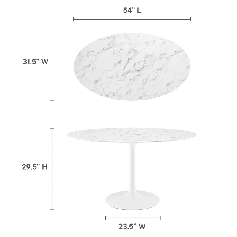 Lippa 54" Oval Faux Marble Dining Table by Modway - EEI-1134, photo 3 of 7