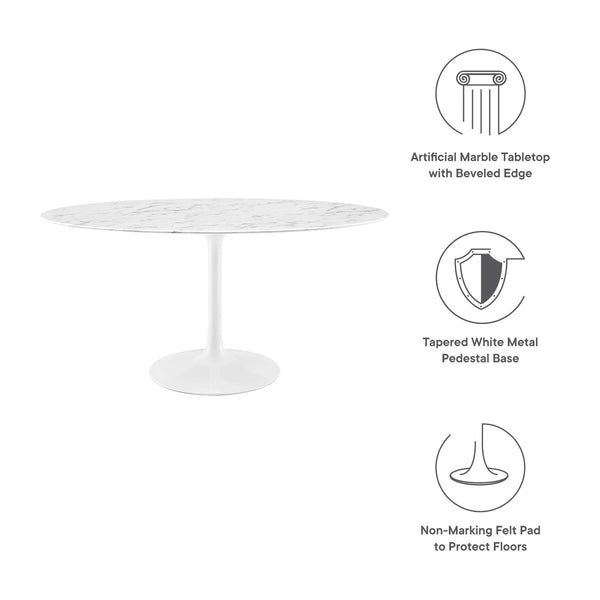 Lippa 60" Oval Faux Marble Dining Table by Modway - EEI-1135, photo 2 of 7