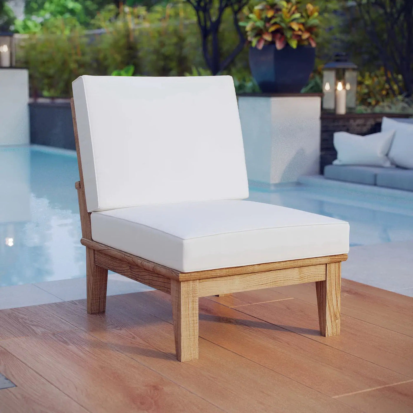 Marina Armless Outdoor Patio Teak Sofa by Modway by HouseOfZazla