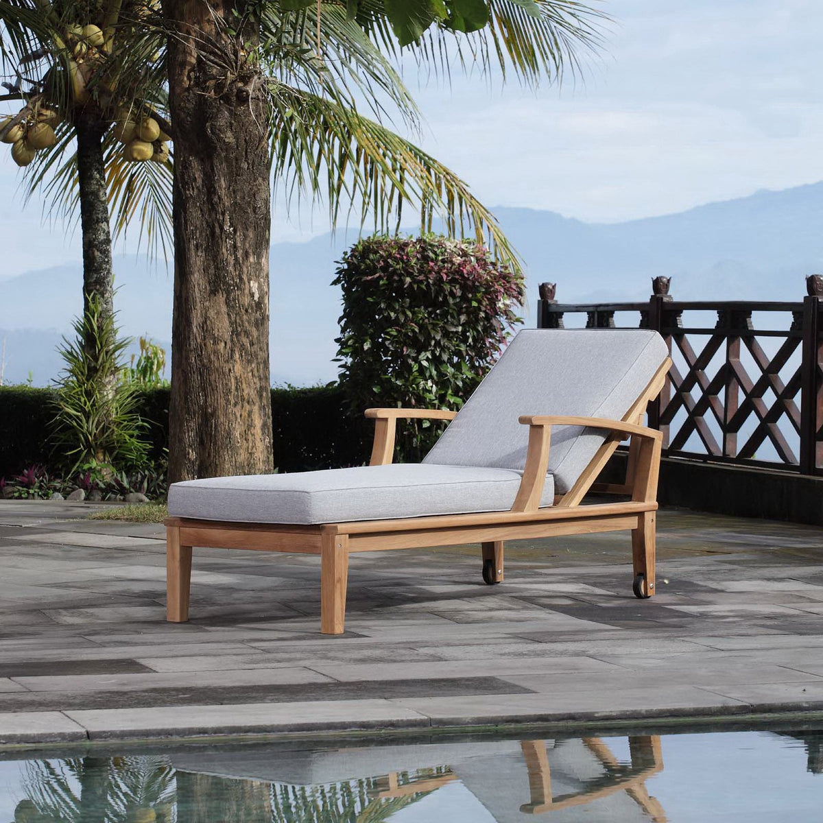 Marina Outdoor Patio Teak Single Chaise by Modway, photo 6 of 21