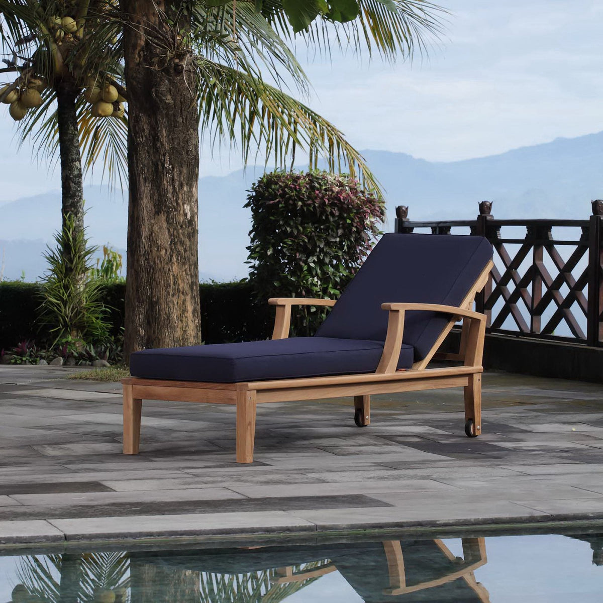 Marina Outdoor Patio Teak Single Chaise by Modway, photo 14 of 21