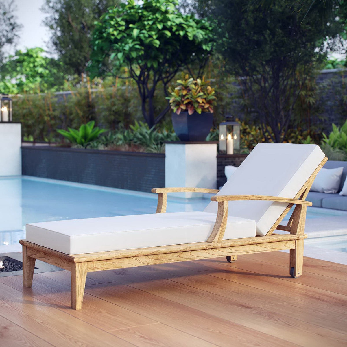 Marina Outdoor Patio Teak Single Chaise by Modway, photo 21 of 21