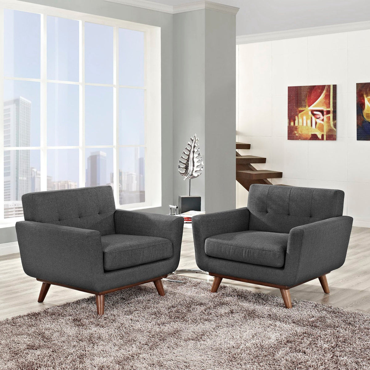 Engage Wood Armchair Set of 2 by Modway, photo 10 of 14