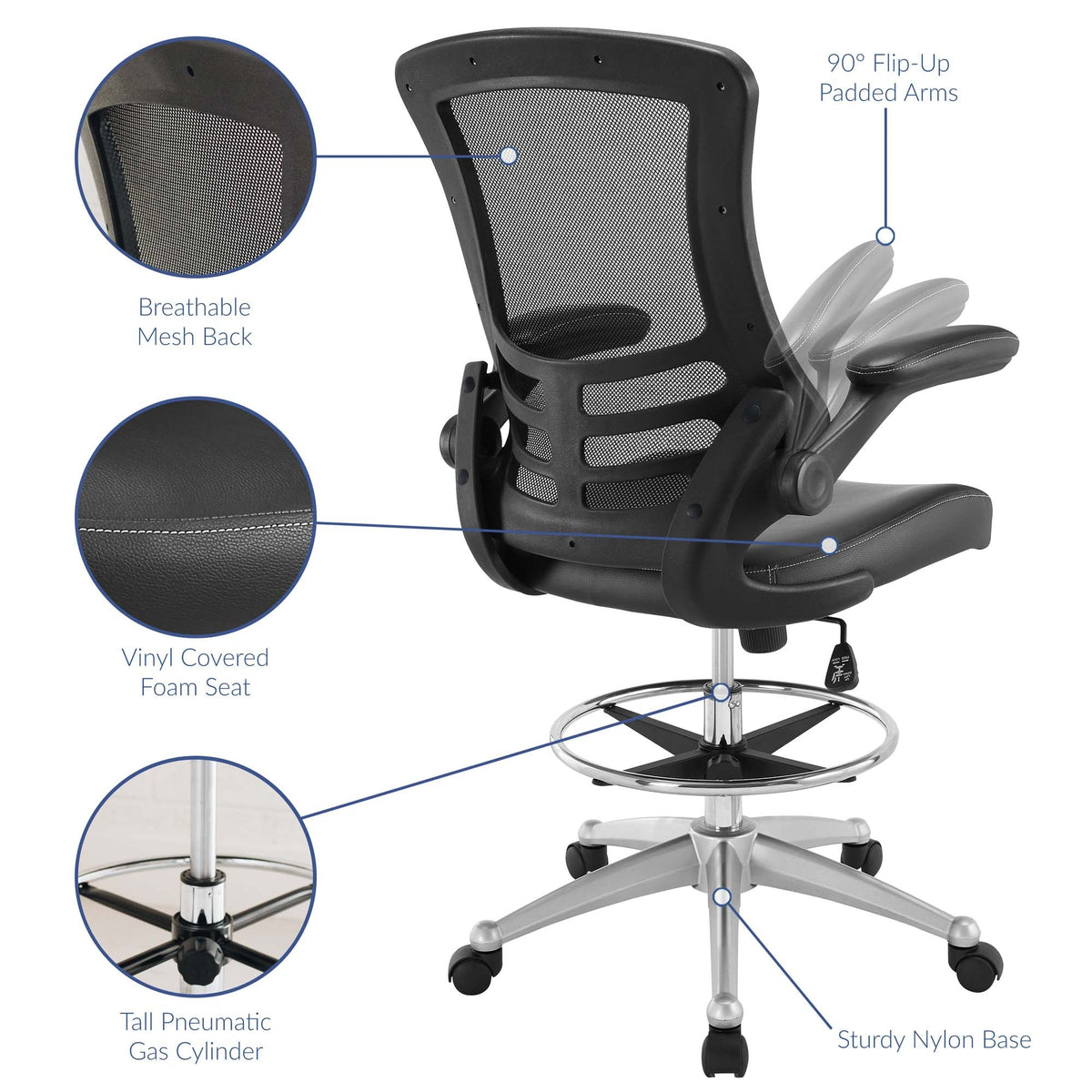 Attainment Vinyl Drafting Chair by Modway, photo 3 of 25