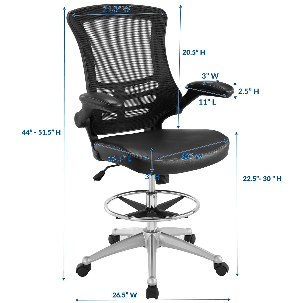 Attainment Vinyl Drafting Chair by Modway, photo 4 of 25