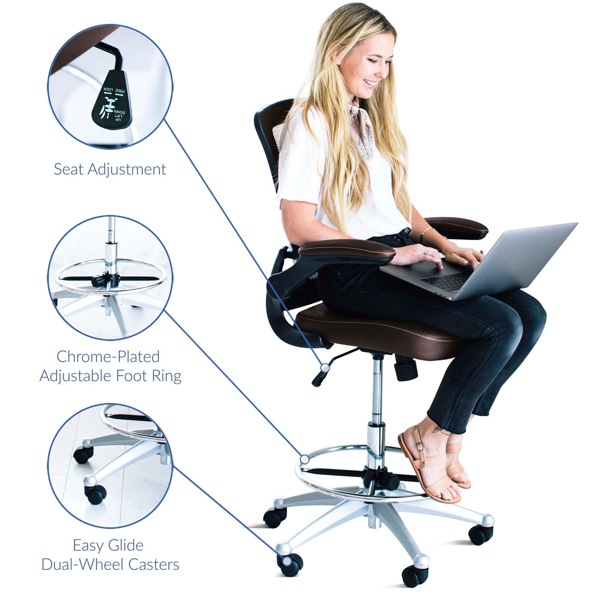 Attainment Vinyl Drafting Chair by Modway, photo 14 of 25