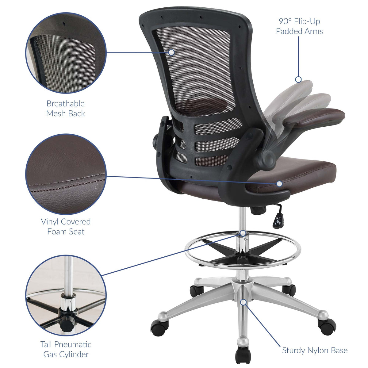Attainment Vinyl Drafting Chair by Modway, photo 13 of 25