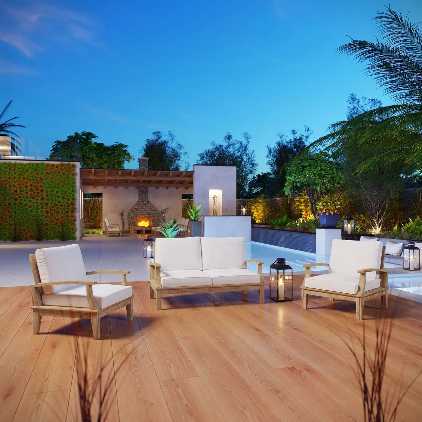 Marina 3 Piece Outdoor Patio Teak Set by Modway by HouseOfZazla