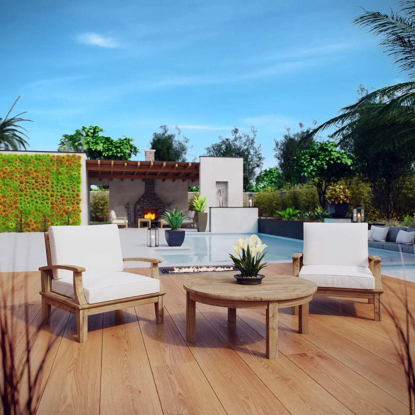 Marina 3 Piece Outdoor Patio Teak Set by Modway by HouseOfZazla