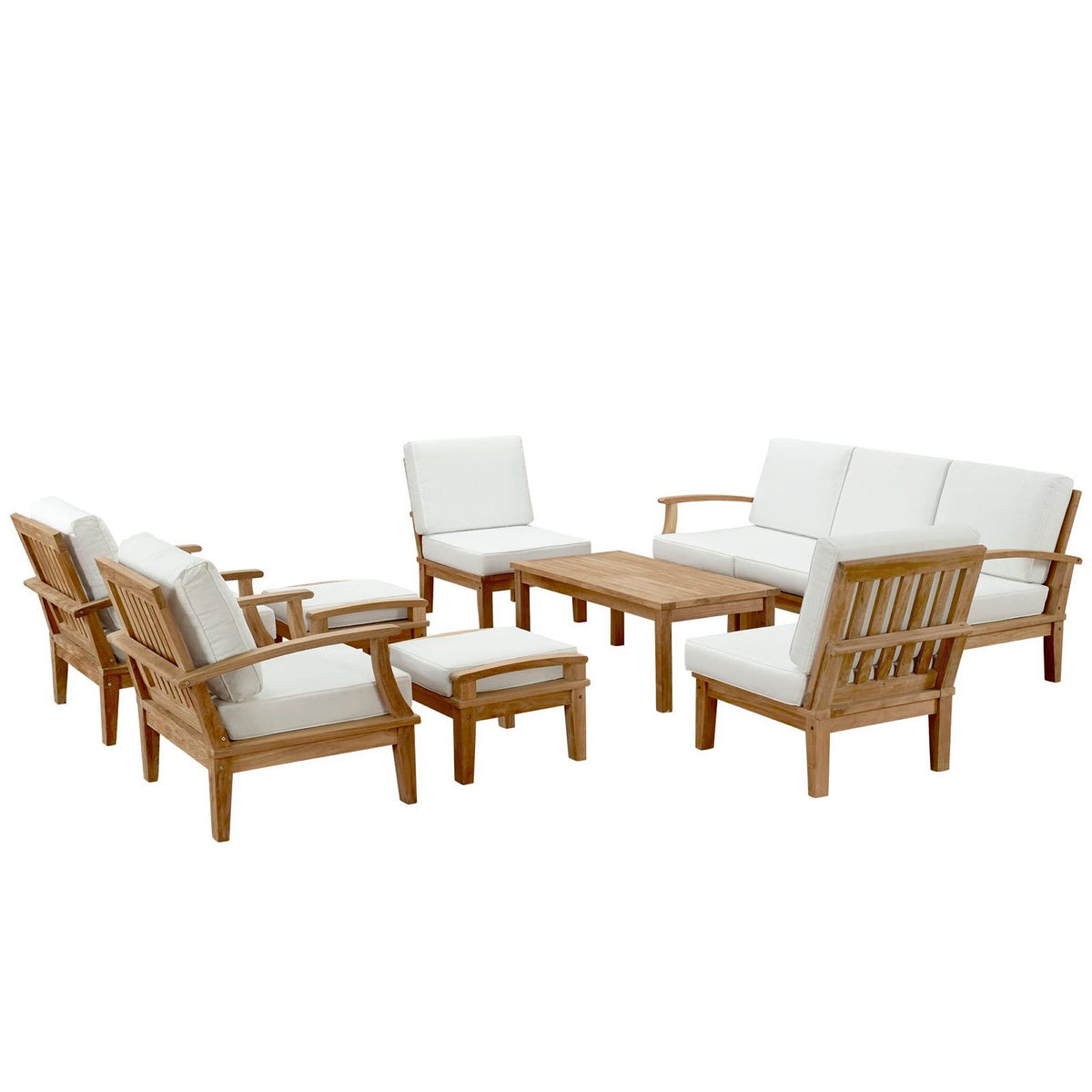 Marina 10 Piece Outdoor Patio Teak Set by Modway - Natural Gray / Natural Navy / Natural White (EEI-1480), photo 25 of 34