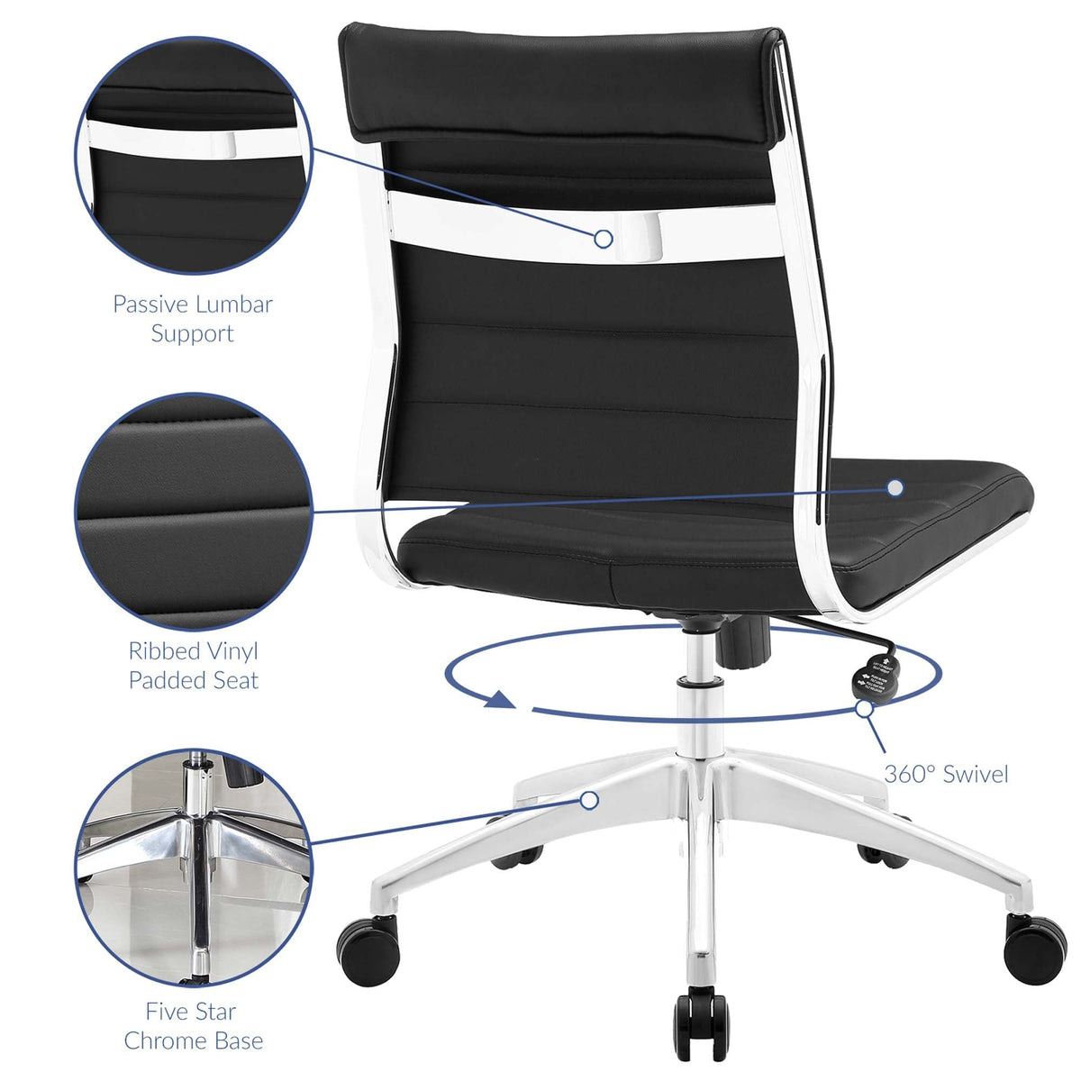 Jive Armless Mid Back Office Chair by Modway, photo 3 of 41