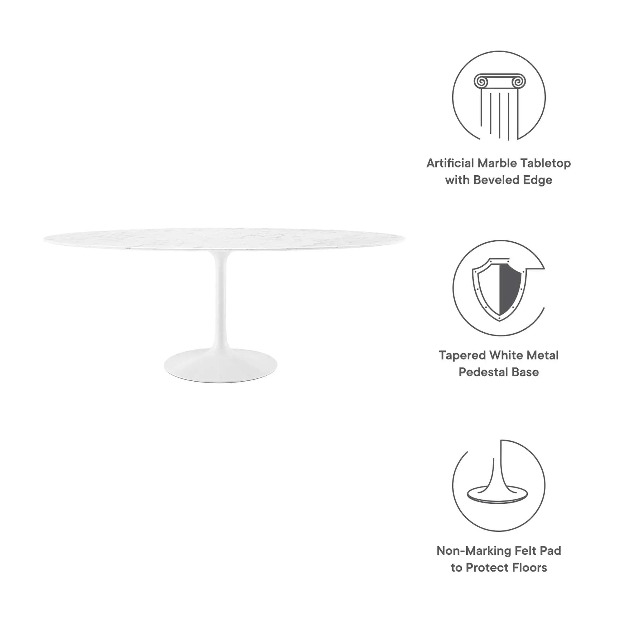 Lippa 78" Oval Faux Marble Dining Table by Modway by HouseOfZazla