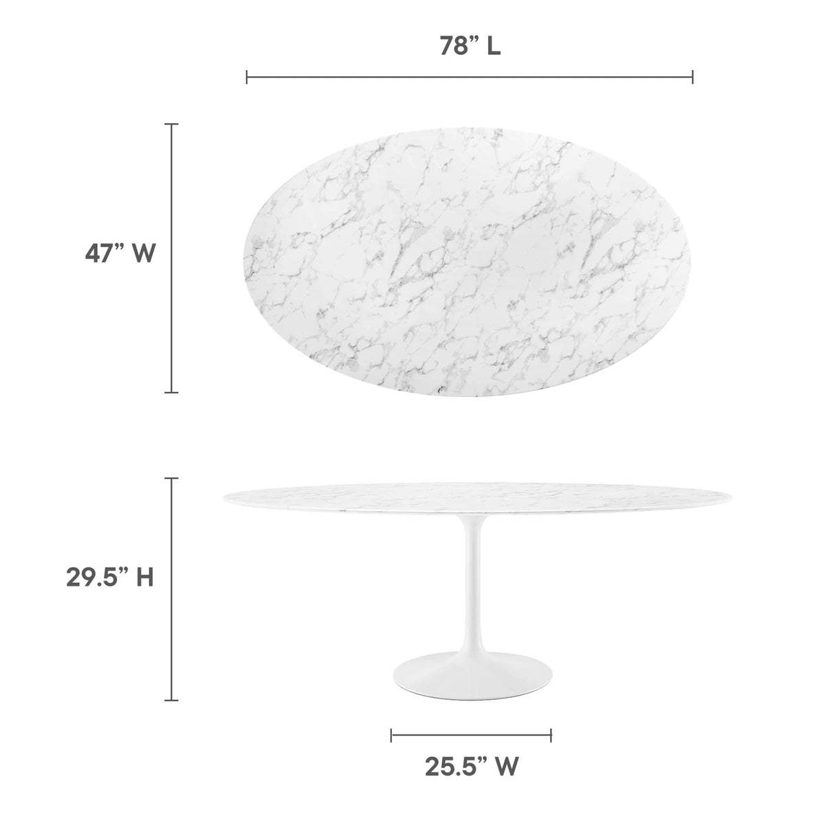 Lippa Oval Faux Marble Dining Table by Modway, photo 9 of 14