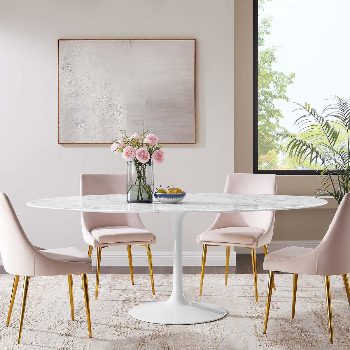 Lippa Oval Faux Marble Dining Table by Modway, photo 13 of 14