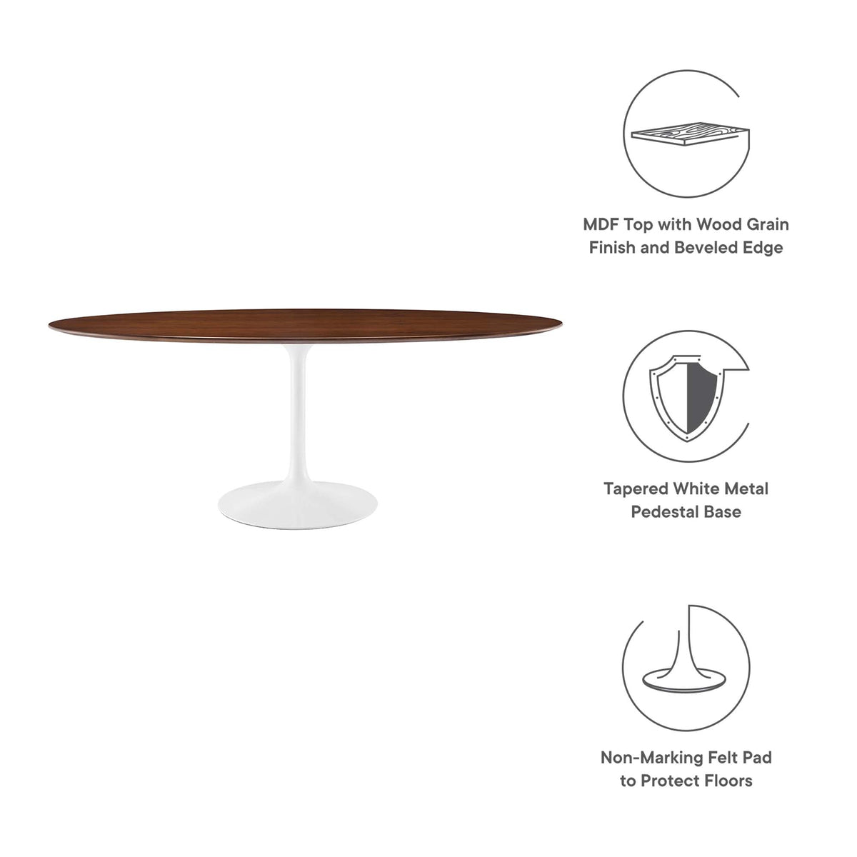 Lippa 78" Oval Wood Dining Table by Modway - EEI-1661, photo 3 of 7
