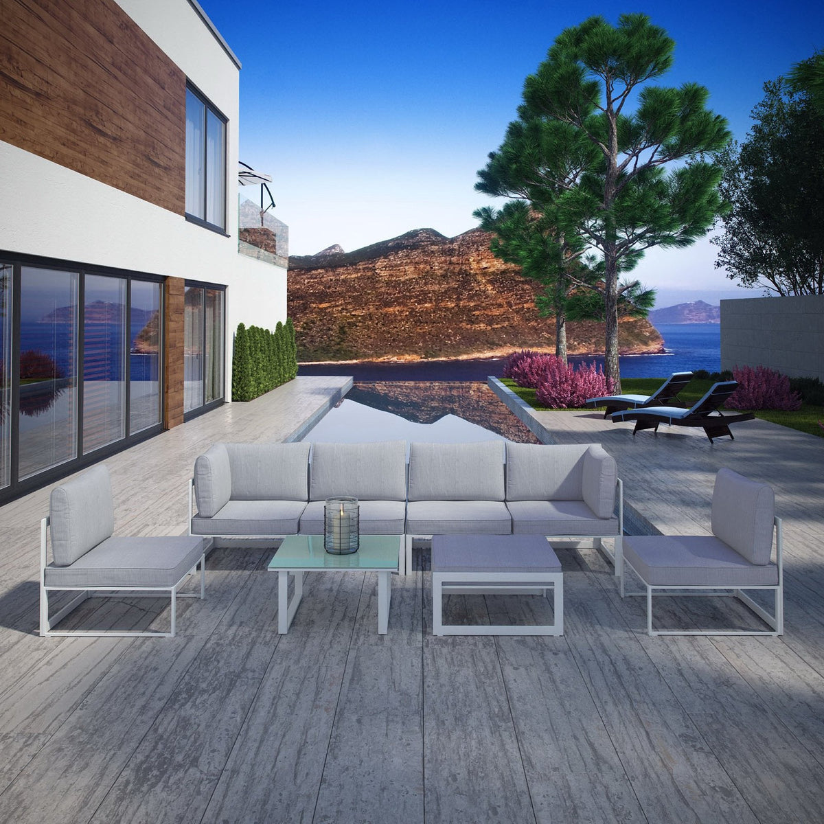 Fortuna 8 Piece Outdoor Patio Sectional Sofa Set by Modway, photo 8 of 16