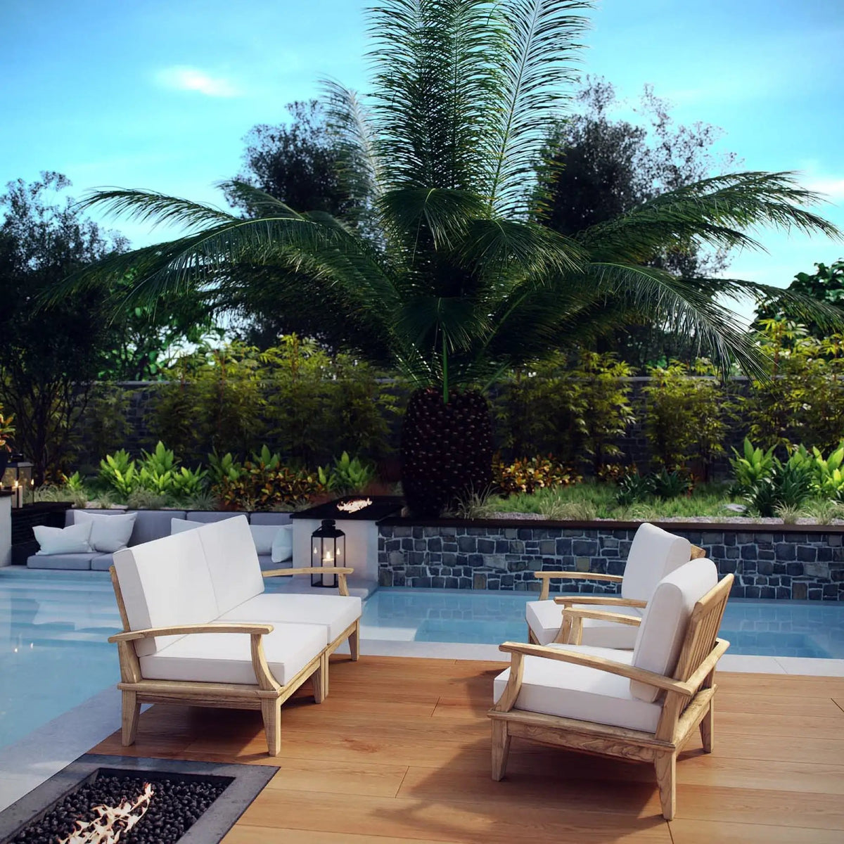 Marina 4 Piece Outdoor Patio Teak Set by Modway by HouseOfZazla