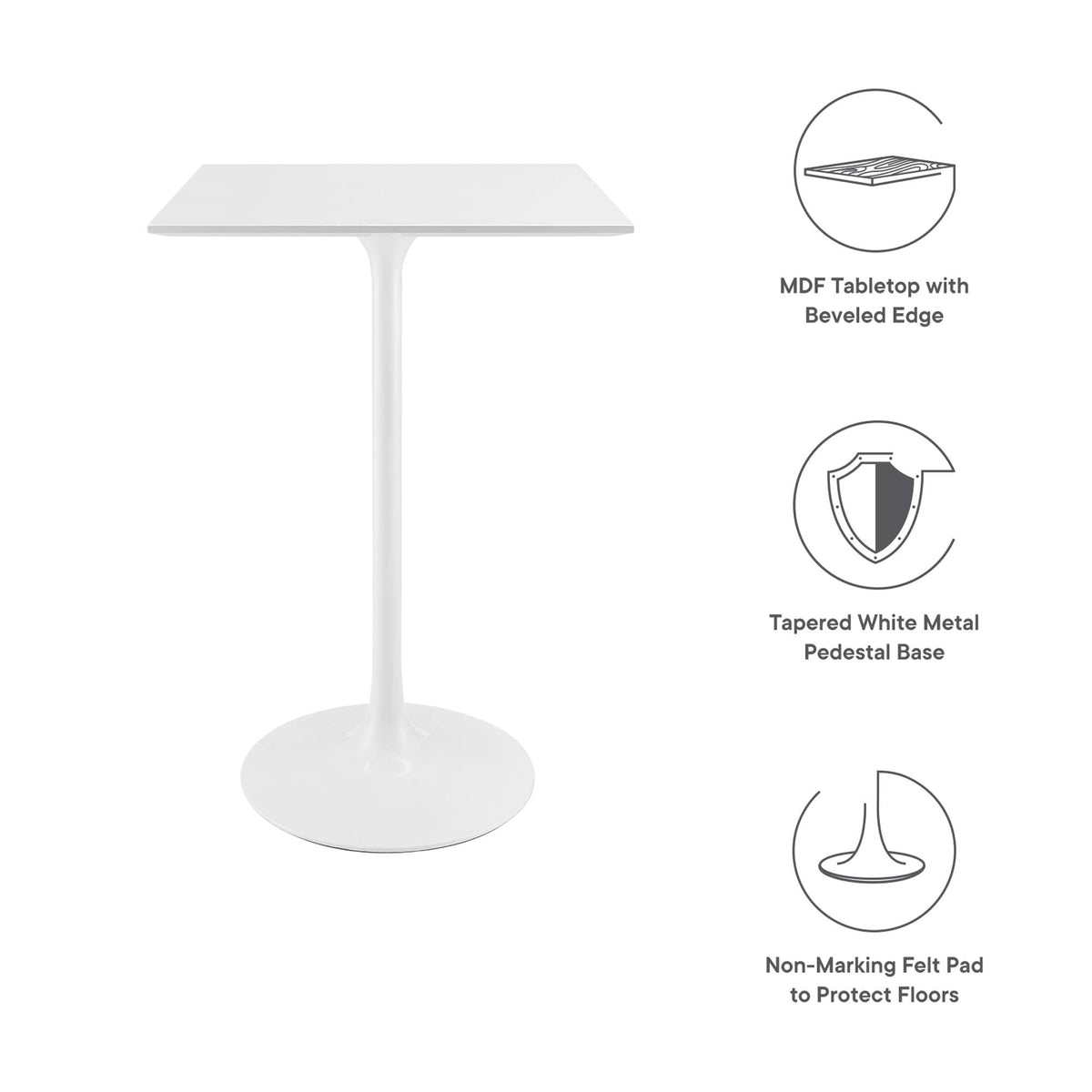 Lippa Square Wood Bar Table by Modway, photo 9 of 14