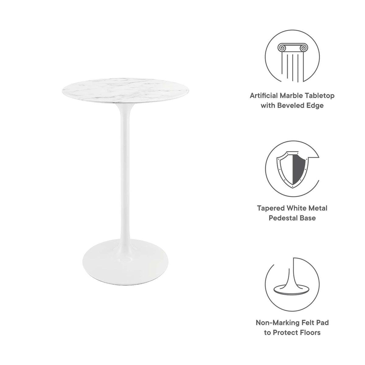 Lippa Round Faux Marble Bar Table by Modway, photo 4 of 40