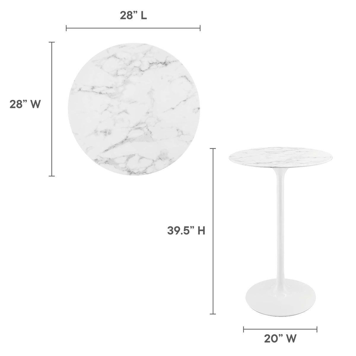 Lippa Round Faux Marble Bar Table by Modway, photo 5 of 40