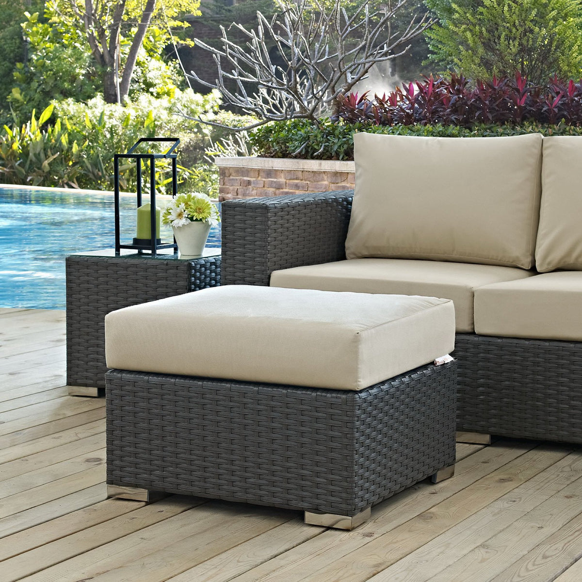 Sojourn Outdoor Patio Sunbrella® Ottoman by Modway, photo 3 of 9