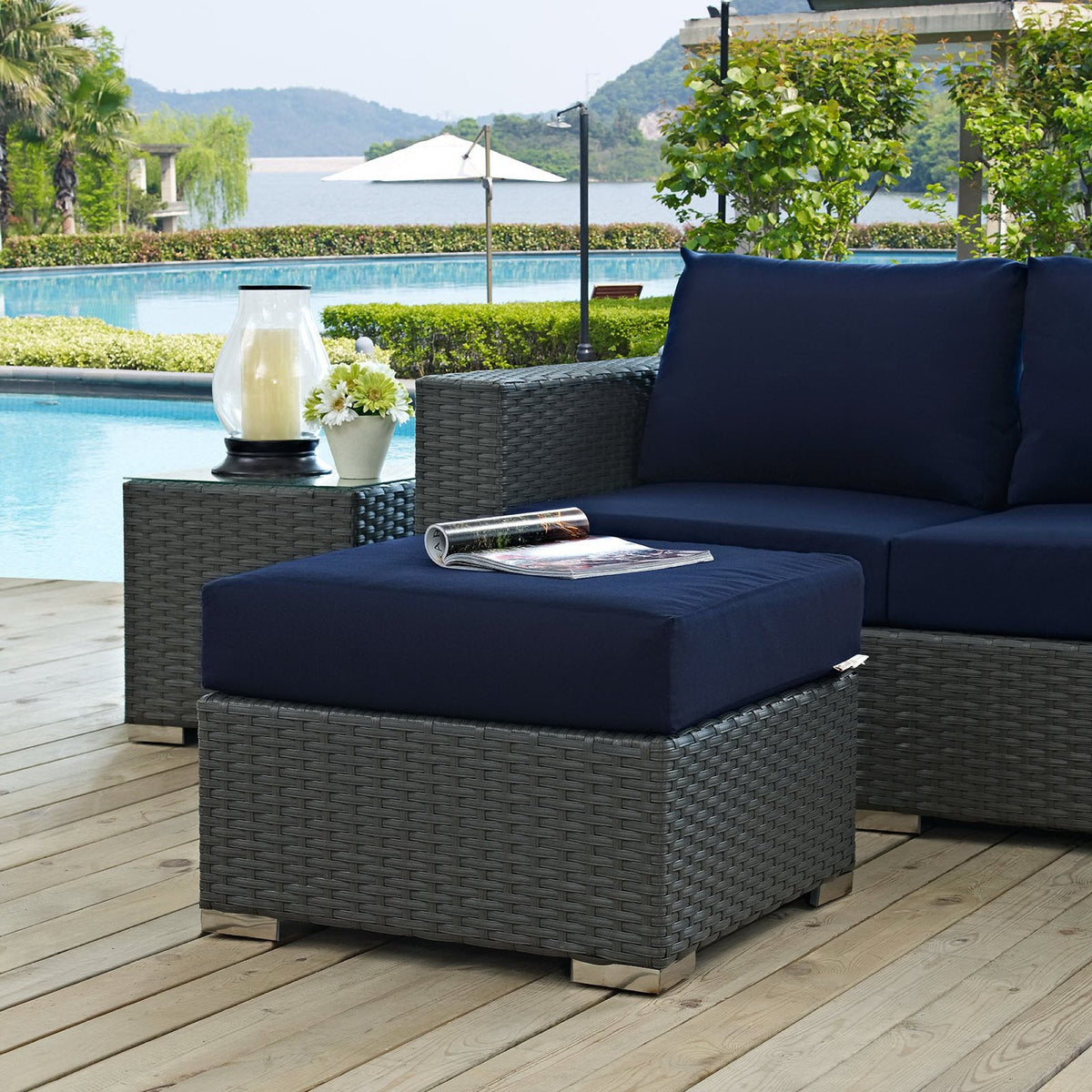 Sojourn Outdoor Patio Sunbrella® Ottoman by Modway, photo 6 of 9