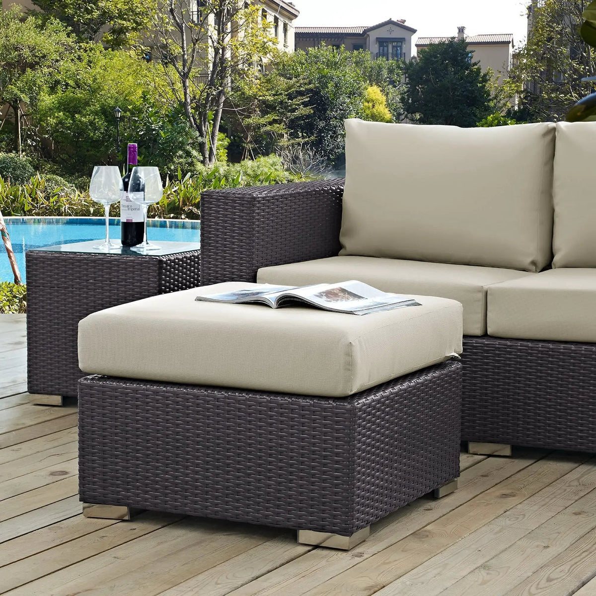 Convene Outdoor Patio Fabric Square Ottoman by Modway by HouseOfZazla