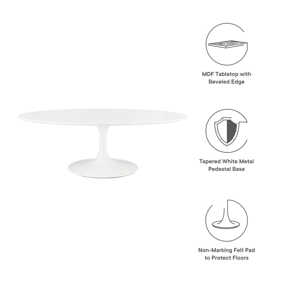 Lippa 48" Oval-Shaped Wood Coffee Table by Modway, photo 3 of 8
