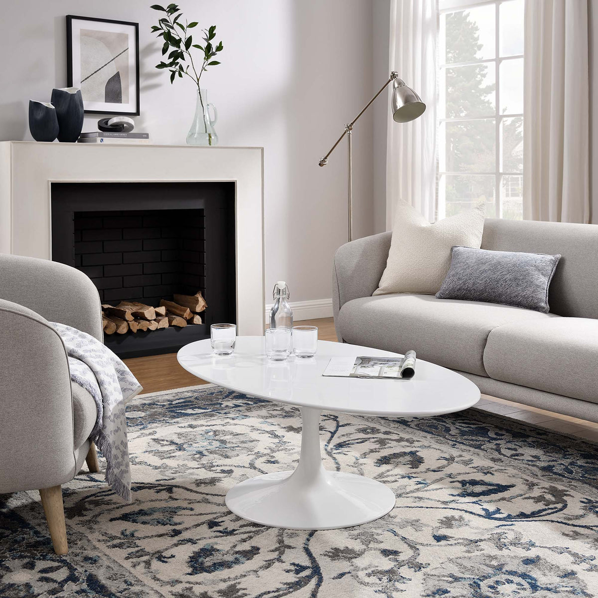 Lippa 48" Oval-Shaped Wood Coffee Table by Modway, photo 7 of 8