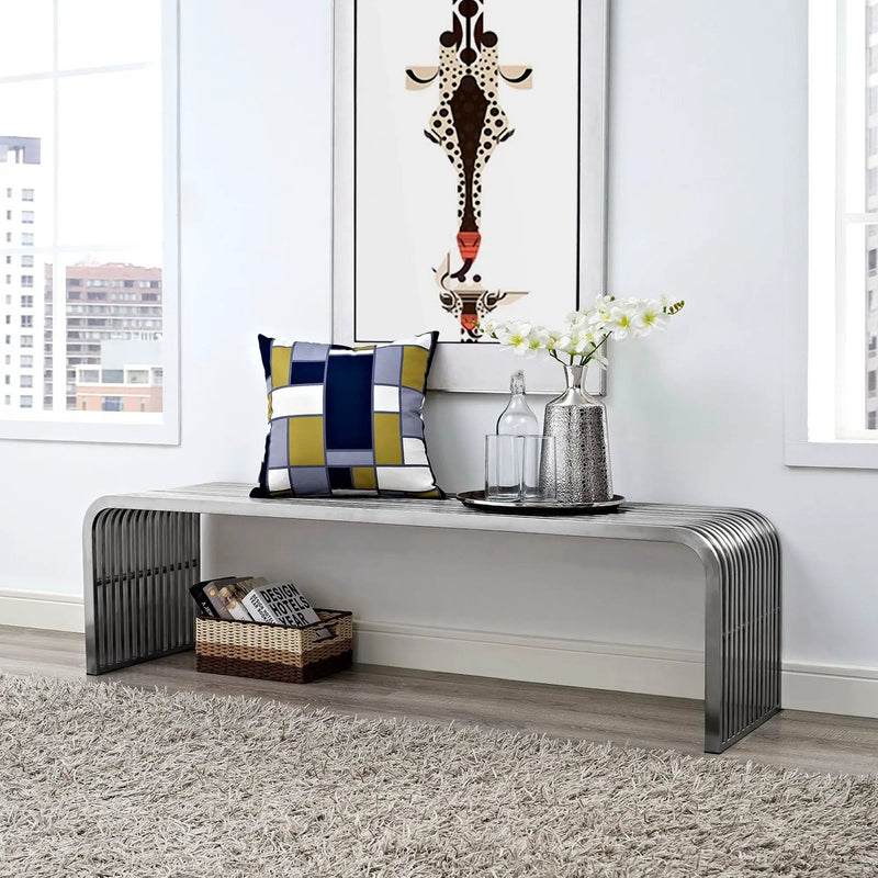 Pipe 60" Stainless Steel Bench by Modway by HouseOfZazla
