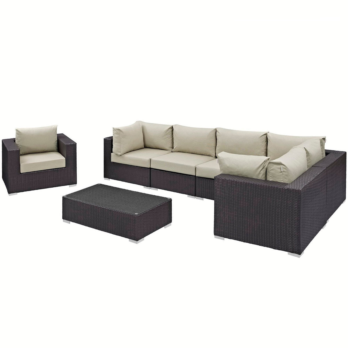 Convene 7 Piece Outdoor Patio Sectional Set by Modway, photo 3 of 44