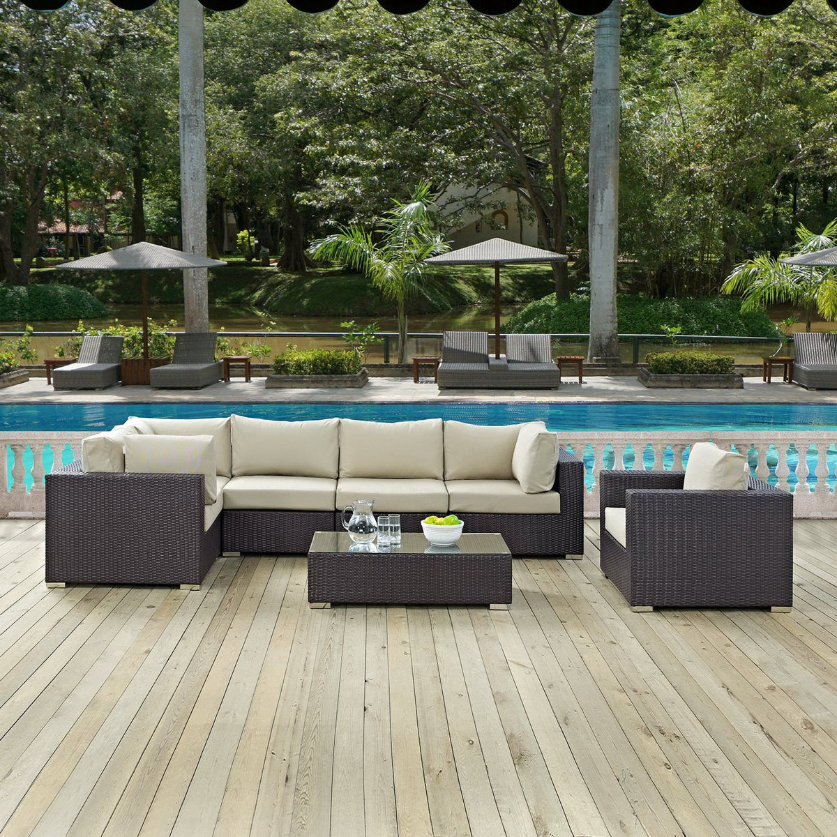 Convene 7 Piece Outdoor Patio Sectional Set by Modway, photo 9 of 44