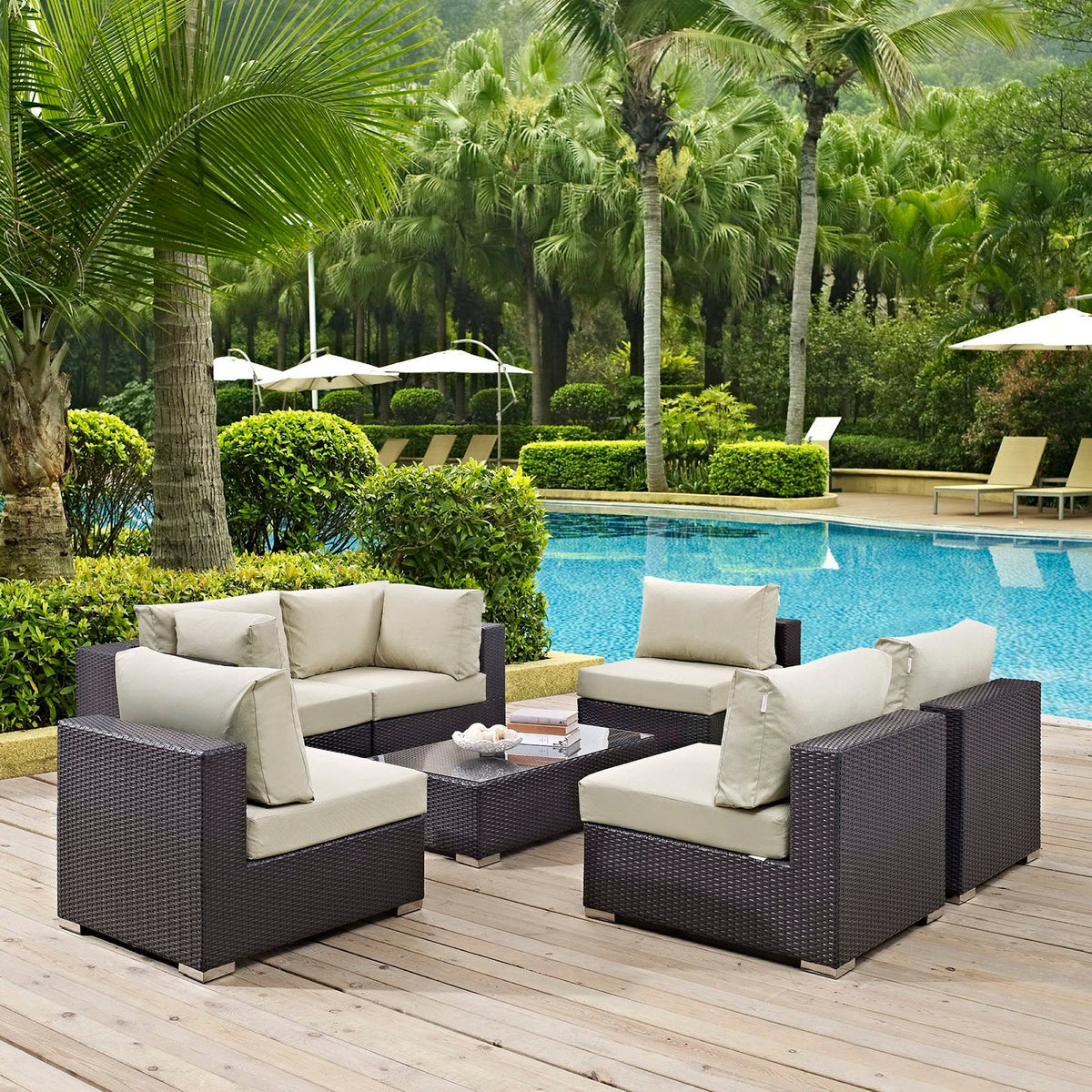 Convene 7 Piece Outdoor Patio Sectional Set by Modway, photo 35 of 44
