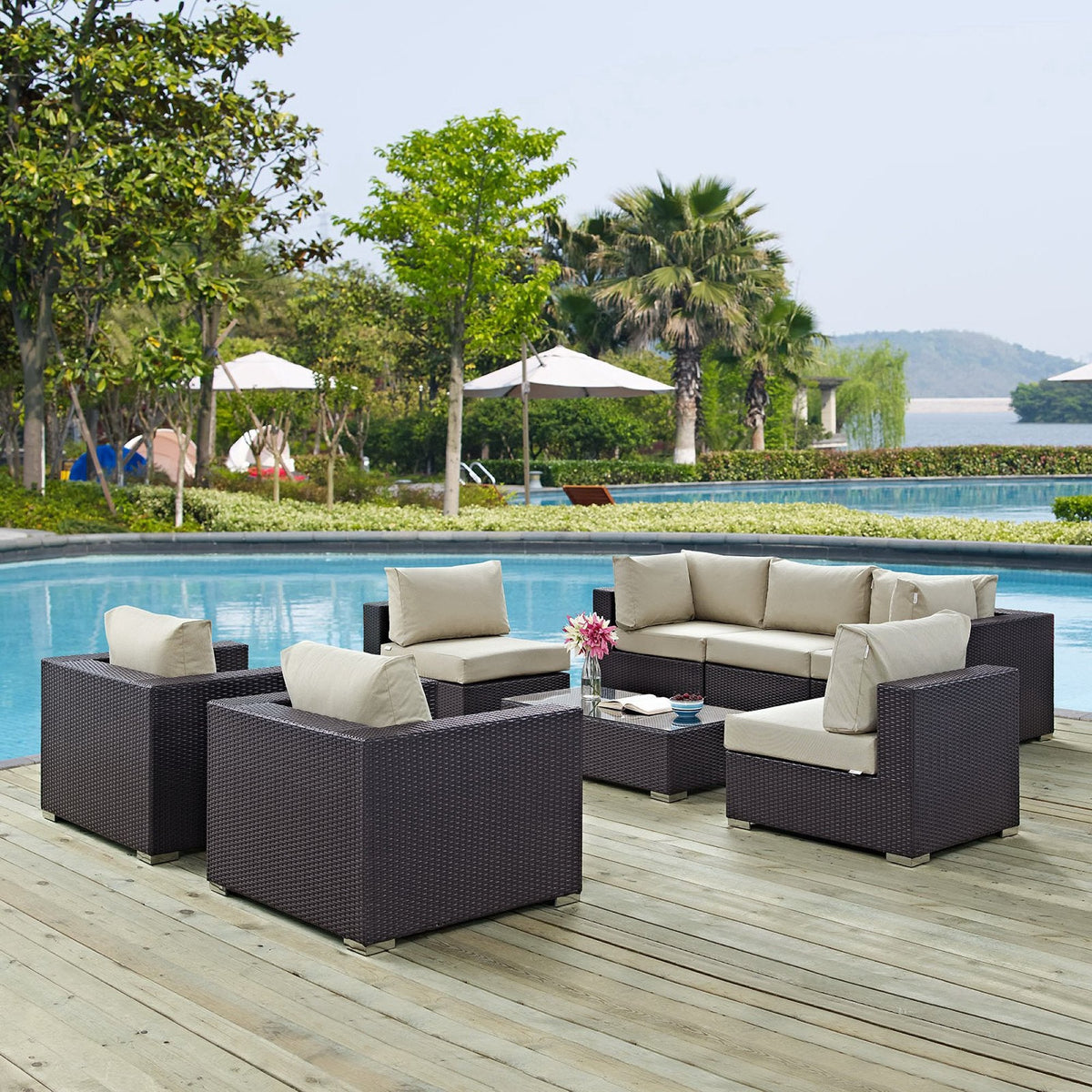 Convene 8 Piece Outdoor Patio Sectional Set by Modway, photo 8 of 46