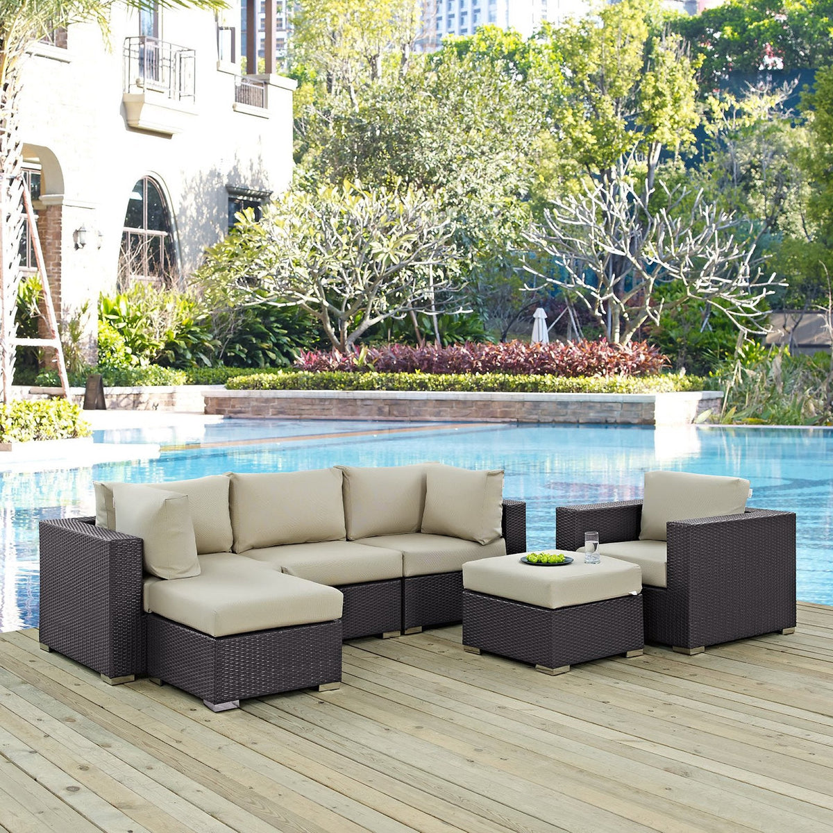 Convene 6 Piece Outdoor Patio Sectional Set by Modway, photo 8 of 24
