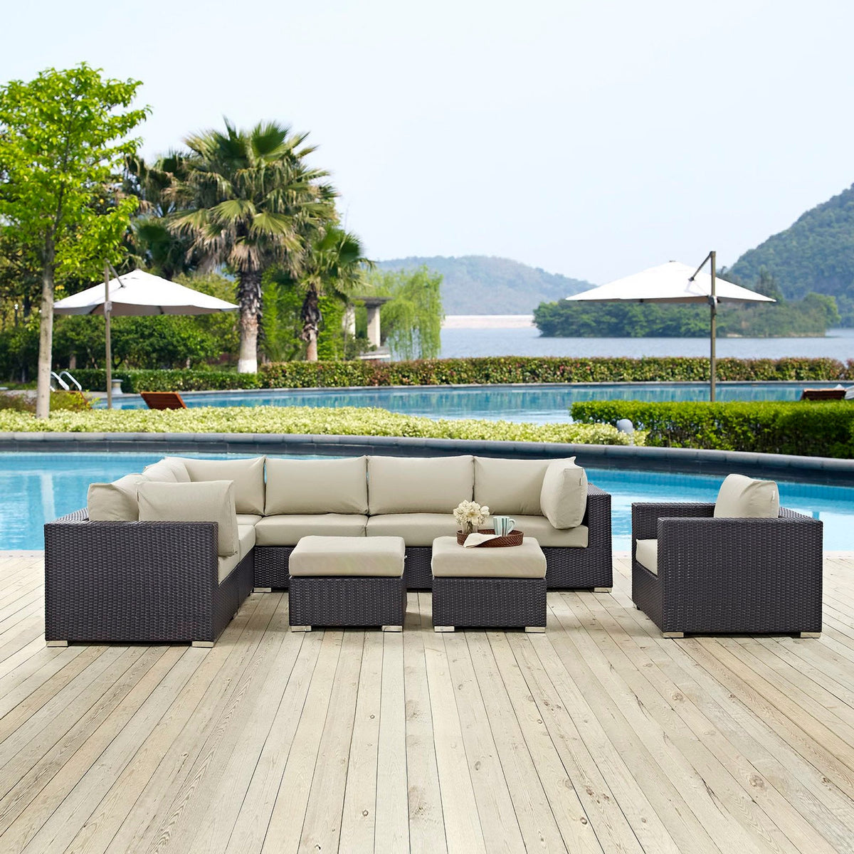 Convene 9 Piece Outdoor Patio Sectional Set by Modway, photo 6 of 18