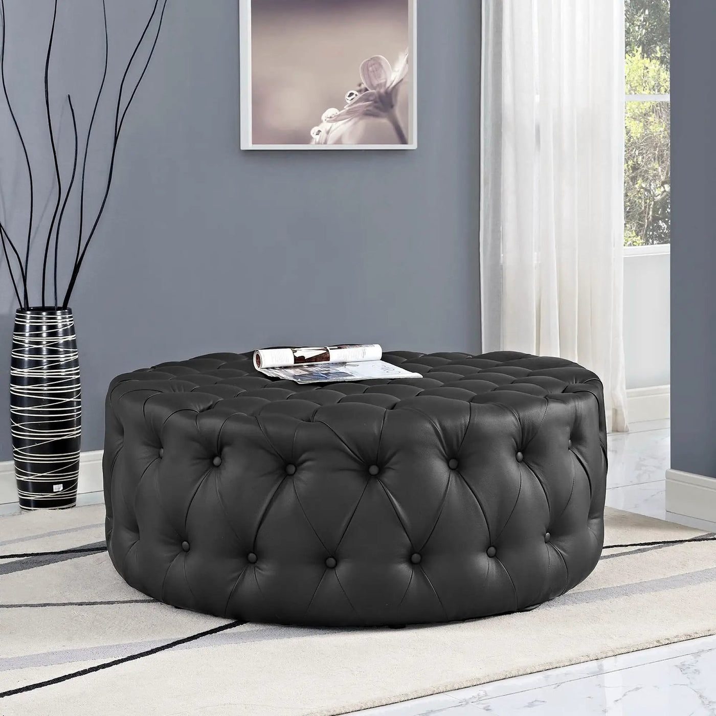 Amour Upholstered Vinyl Round Ottoman by Modway by HouseOfZazla