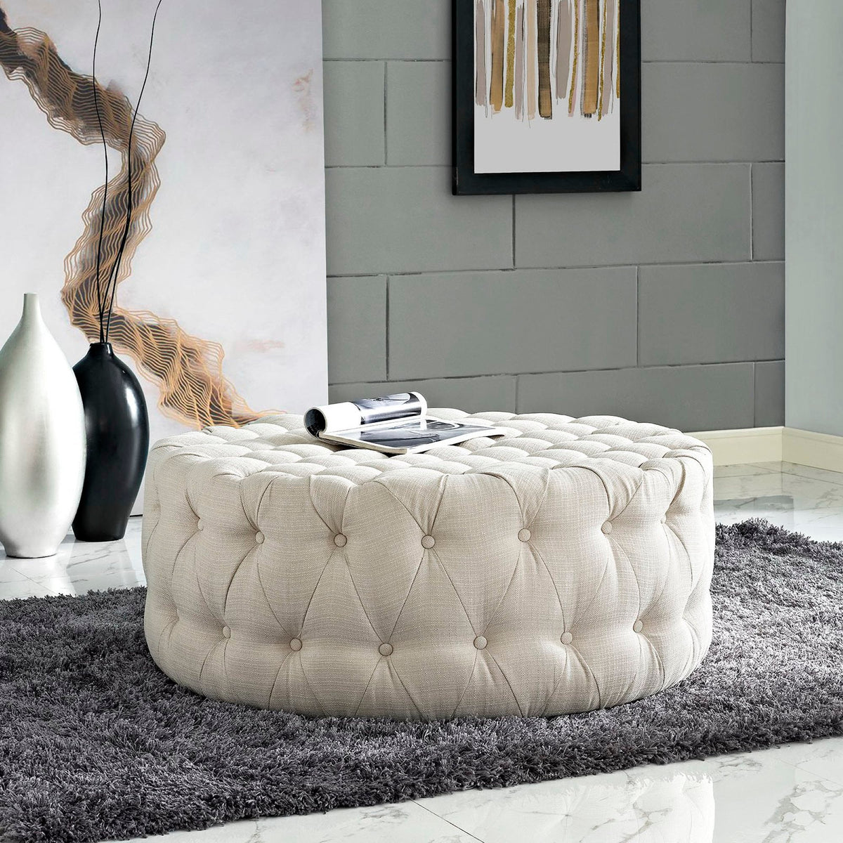 Amour Upholstered Fabric Ottoman by Modway, photo 9 of 20