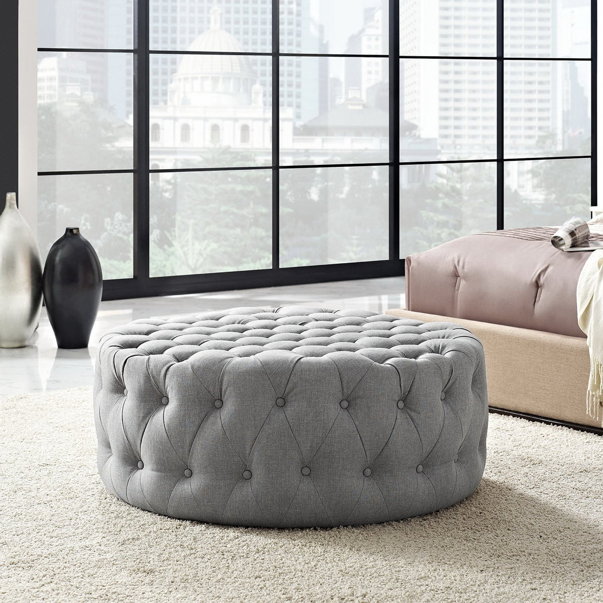 Amour Upholstered Fabric Ottoman by Modway, photo 19 of 20