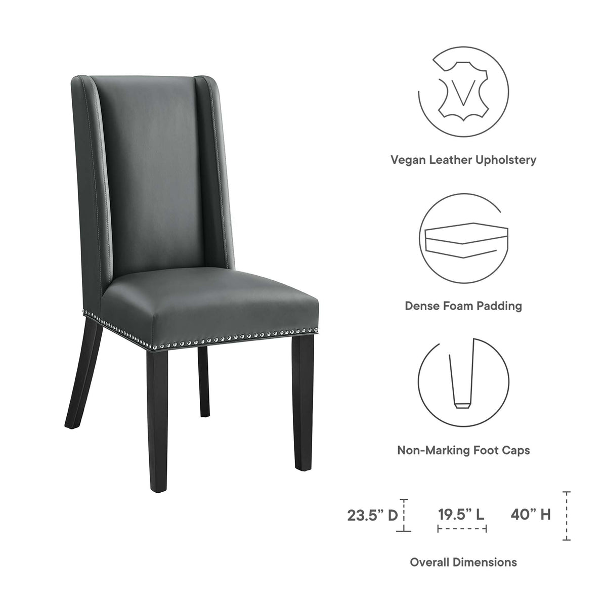 Baron Vegan Leather Dining Chair by Modway, photo 6 of 20