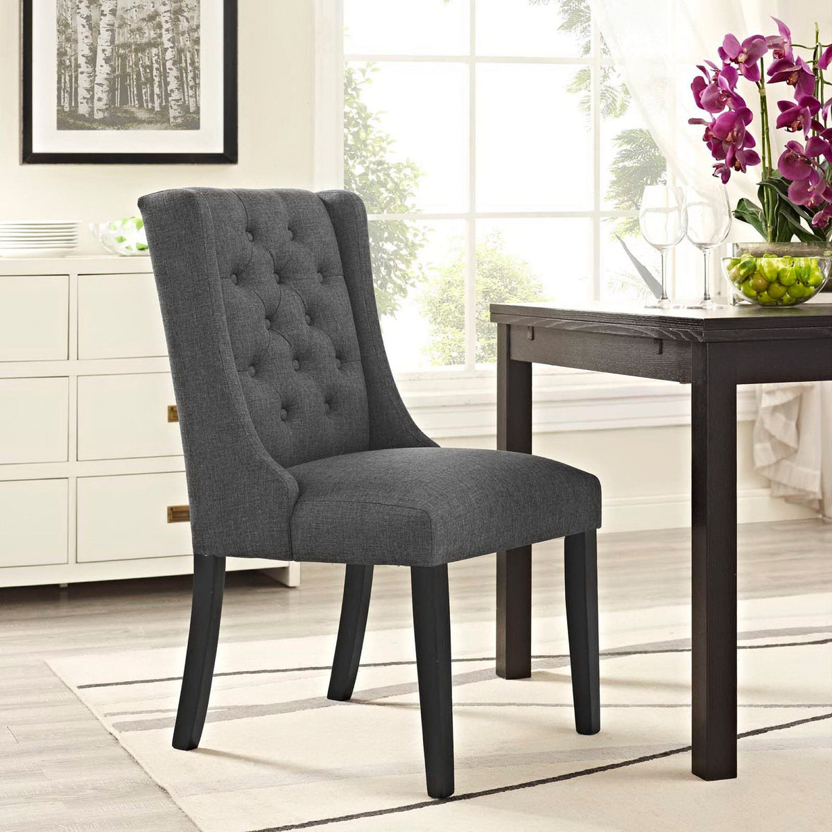 Baronet Button Tufted Fabric Dining Chair by Modway, photo 8 of 40