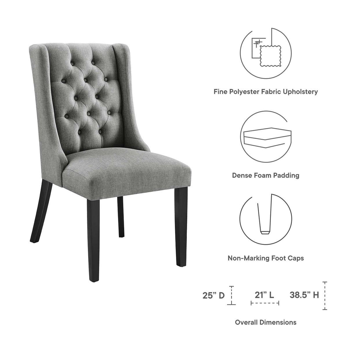 Baronet Button Tufted Fabric Dining Chair by Modway, photo 10 of 40