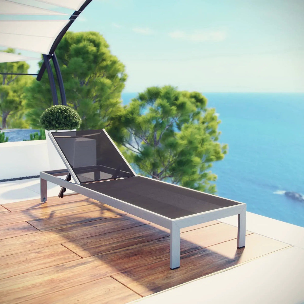 Shore Outdoor Patio Aluminum Mesh Chaise by Modway by HouseOfZazla